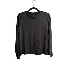 Eileen Fisher Top Womens XS Black Organic Cotton Long Sleeve Crew Neck Tee